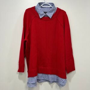 Lauren Ralph Lauren Sweater 3XL NWT $110‎ Red Blue White Stripe Coastal Cotton